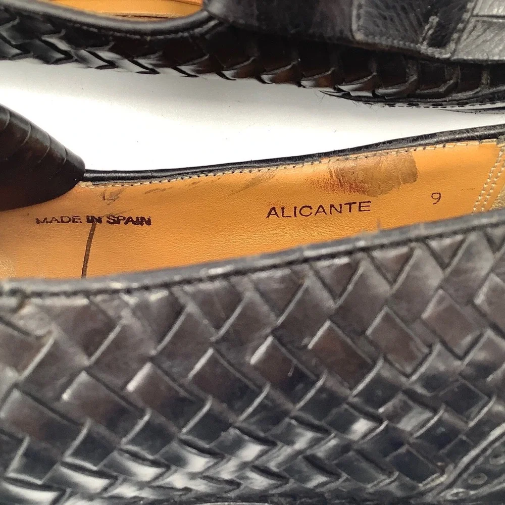 Meltonian Black Leather Tassle Loafer Shoes Men's Size 9 M Made In Germany‎